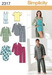2317 UNI PJ KNIT TOPS, LO RISE PANTS, NITESHIRT PATTERN XS-XL